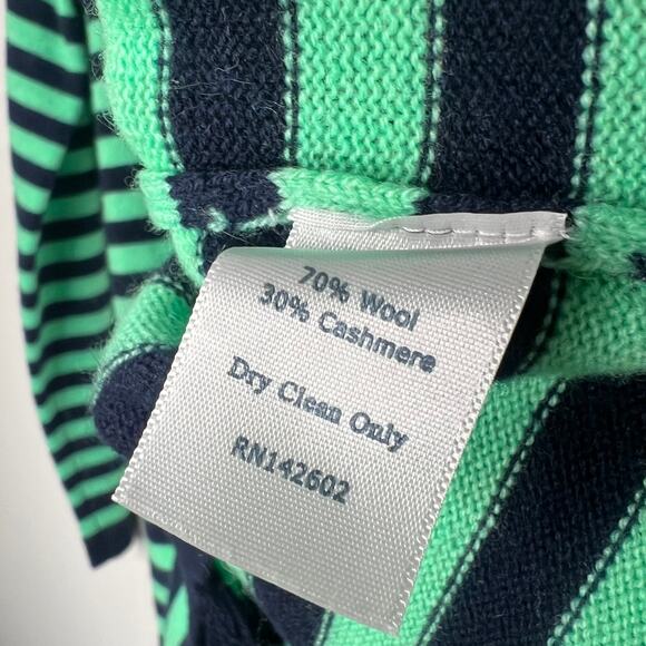 Sail to Sable Green & Navy Stripe Fringe Sweater Size M - Picture 3 of 7